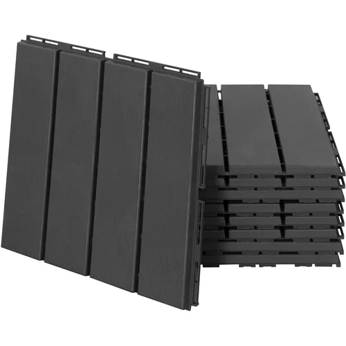 Outsunny Set 9 med seboj povezanih terasnih ploščic, nedrseče talne ploščice iz PP (30x30x2cm), površina: 0,81 m2 črna, (20752998)