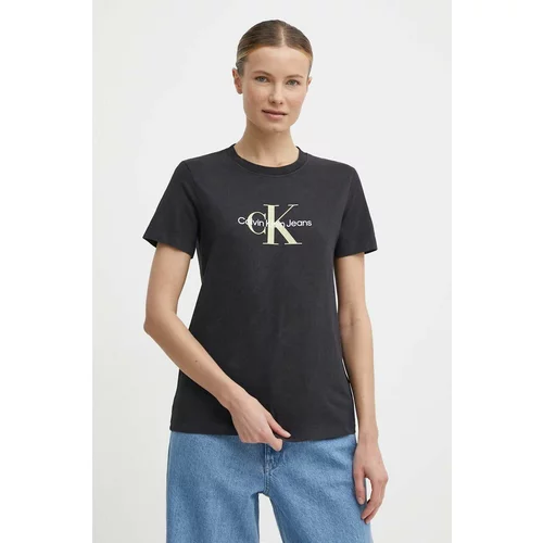 Calvin Klein Jeans Pamučna majica za žene, boja: crna