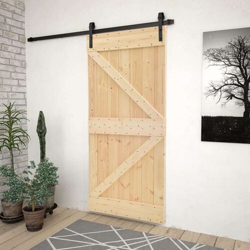  Klizna vrata s priborom za montažu 80 x 210 cm masivna borovina Slike