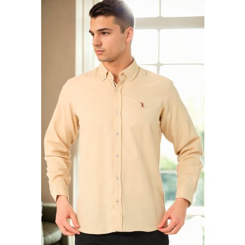 Dewberry G674 MEN&amp;#039;S SHIRT-BEIGE-3 Slike