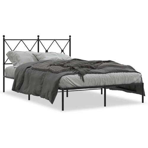  Metalni okvir za krevet s uzglavljem crni 120x200 cm Slike