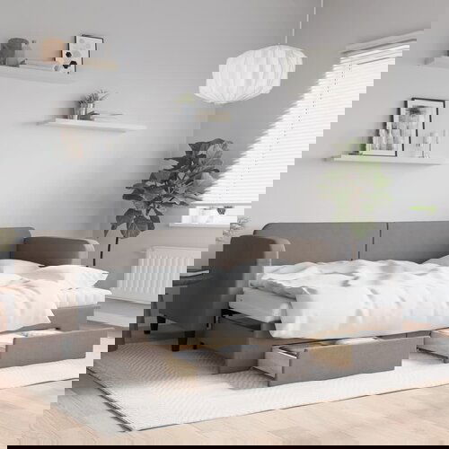  The Living Store Izvlečna dnevna postelja s predali taupe 80x200 cm blago - Izvlečna Dnevna Postelja, (21509123) Cene