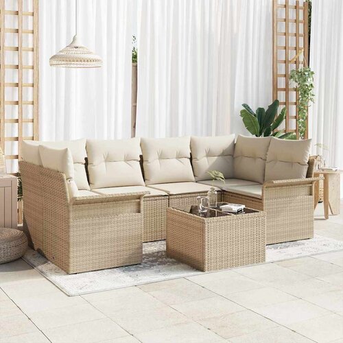  Sjedeća garnitura za vrt 7 pcs Bež i krema 55 x 55 x 37 cm Cene