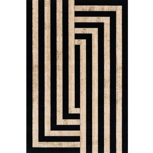 Agnella Črna/bež volnena preproga 170x240 cm Agnus Art Deco II &ndash; Cene