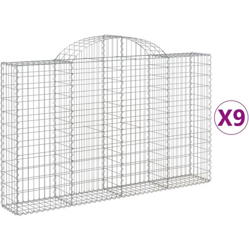  Lučne gabionske ko&amp;scaron;are 9 kom 200x30x120/140cm pocinčano željezo Slike