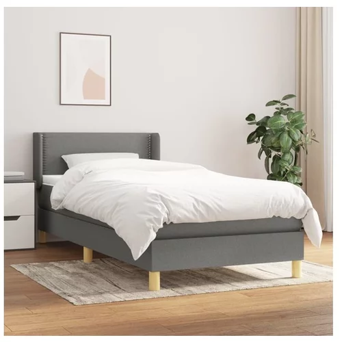  Box spring postelja z vzmetnico temno siva 100x200 cm blago
