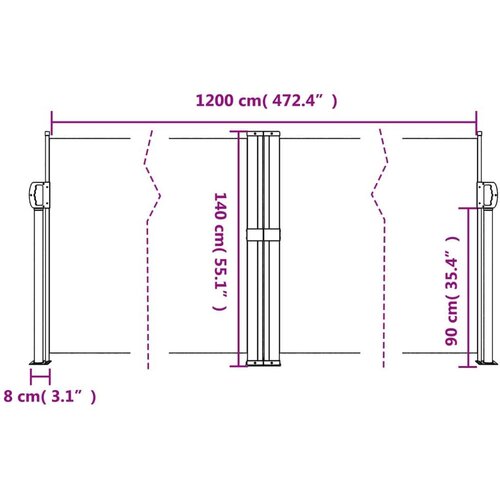  Bočna tenda na uvlačenje bijela 140x1200 cm Slike
