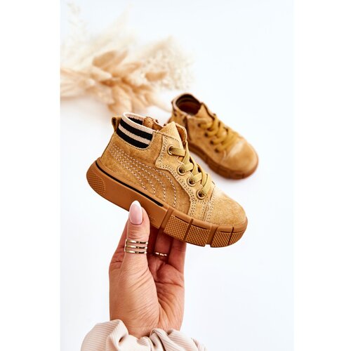 Kesi Children's High-top Sneakers With A Zipper Camel Boone Cene