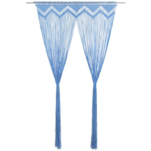 VidaXL Zavesa makrame modra 140x240 cm bombaž Slike