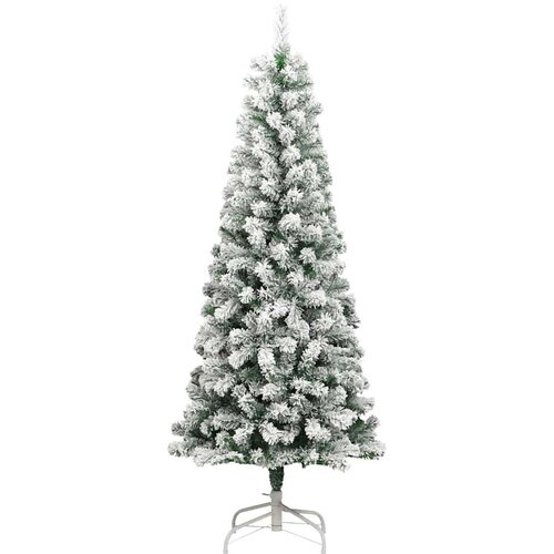 VidaXL Umjetno božićno drvce s nogom Zelena i bijela 210 cm PVC Slike