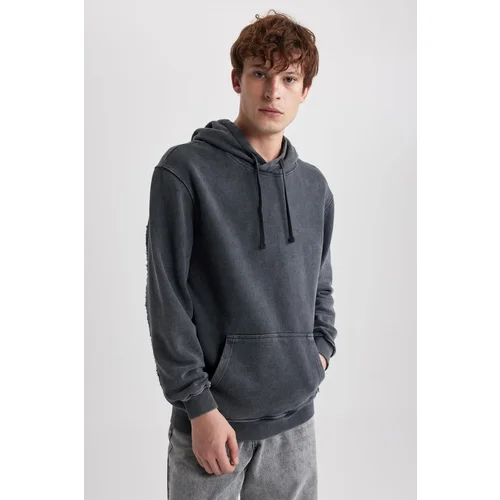 Defacto Regular Fit Hooded Washable Faded Effect Sweatshirt