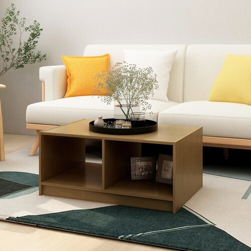 The Living Store Klubska mizica medeno rjava 75x50x33,5 cm trdna borovina - Klubska Mizica, (21574682) Slike