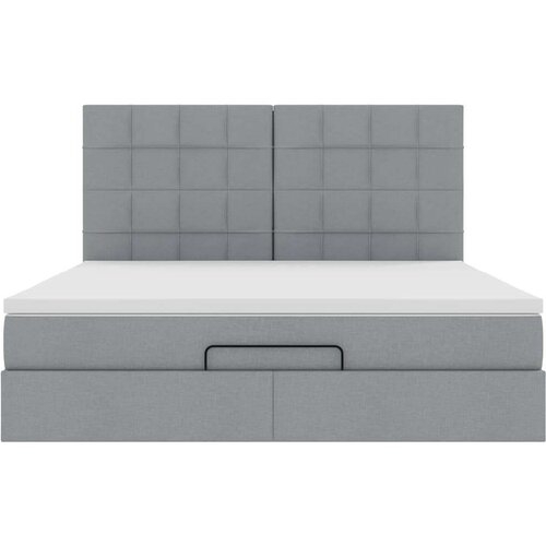 VidaXL okvir kreveta s madracima svijetlosivi 200x200cm od tkanine Slike