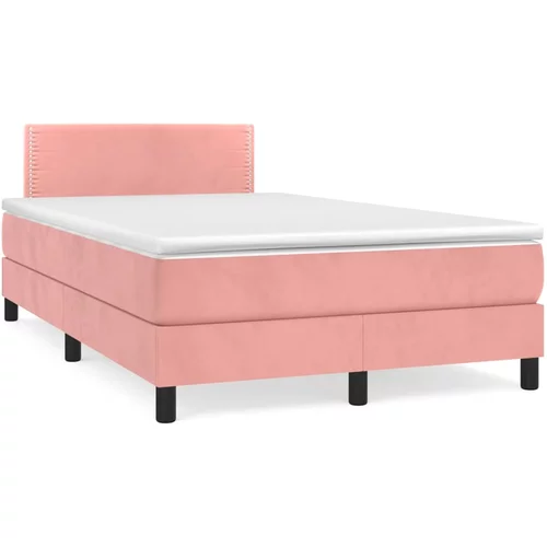 vidaXL Box spring postelja z vzmetnico roza 120x190 cm žamet