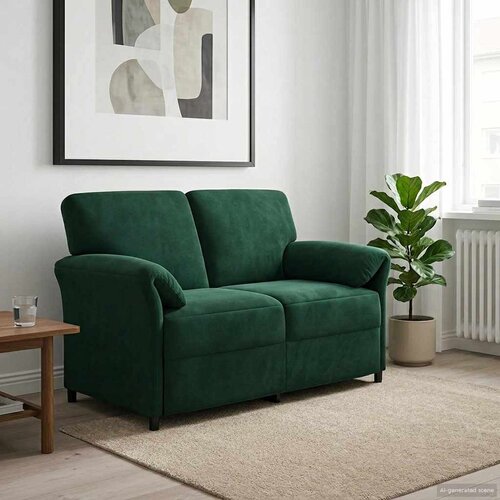 SOFA za dvije osobe Tamnozelena 138 x 83 x 95 cm Baršun Cene