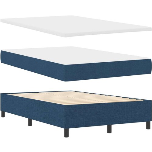 VidaXL Box Spring Krevet s Madracem i Klupom Plavi 120x200 cm Tkanina Slike