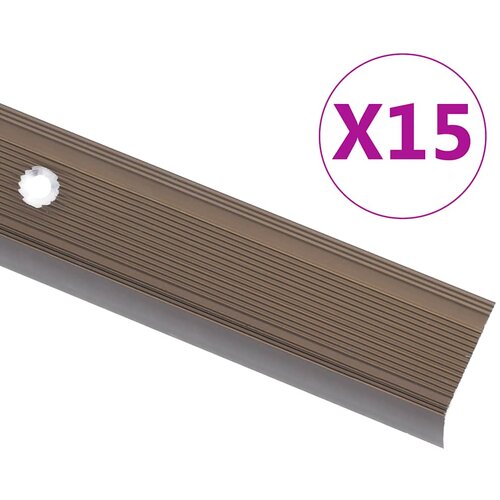 vidaXL Rubnjaci za stepenice L-oblika 15 kom aluminijski 100 cm smeđi Cijene