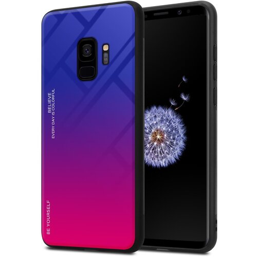 Cadorabo Ohi&amp;scaron;je, združljiv s Samsungom v vijolični - rdeči - dvobarvni za&amp;scaron;čitni pokrov iz silikona TPU in hrbta iz kaljenega stekla, (20570862) Slike