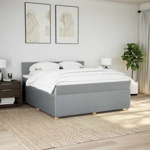  Krevet s oprugama i madracem svjetlosivi 180x200 cm od tkanine Slike