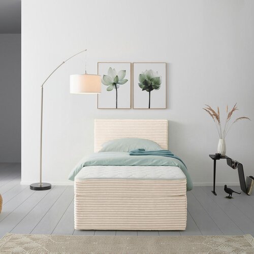 P &amp;amp; B POSTELJA Z VZMETNICO 100 cm x 200 cm , les, tekstil bež Slike