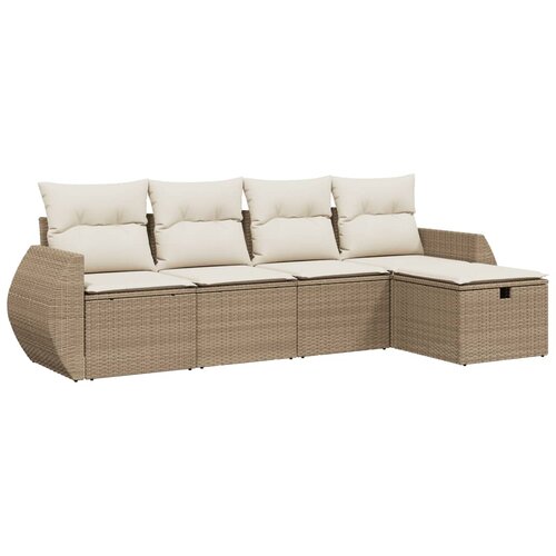  5-dijelni vrtni set sofa s jastucima bež od poliratana 70 x 62.5 x 69 cm Slike