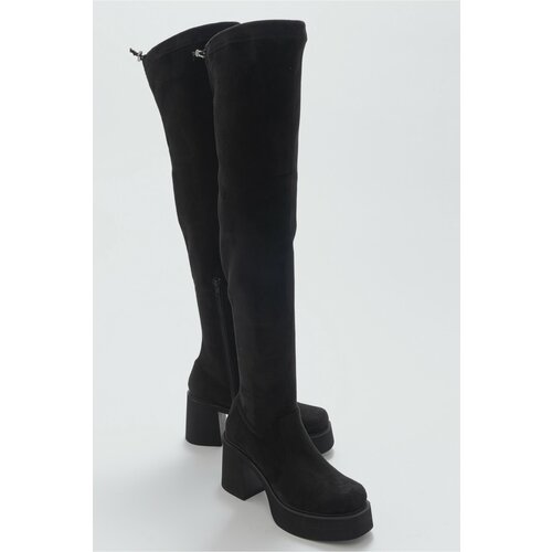 LuviShoes Eleva Women's Black Suede Ankle Boots Slike