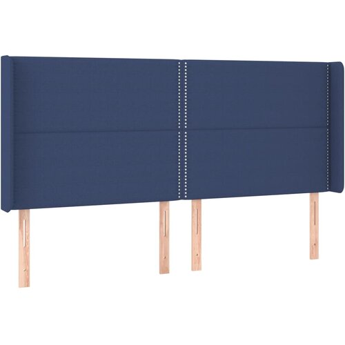  LED uzglavlje plavo 203 x 16 x 118/128 cm od tkanine Slike