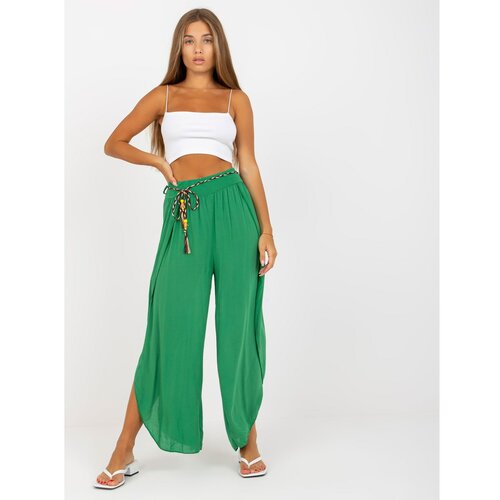 Fashion Hunters Green wide trousers in high-waisted fabric by OCH BELLA Slike