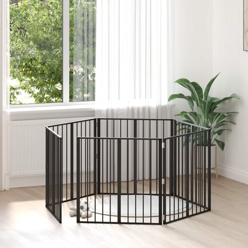  Vrata za pse 6 pcs Crna 80 x 80 cm Cinkani čelik Cene