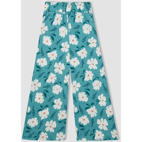 Defacto Girl's Wide Leg Floral Wrap Trousers