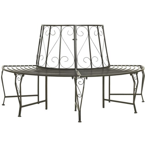 The Living Store Vrtna zaobljena drevesna klop 160 cm jeklo - Drevesna Klop, (21460865) Slike