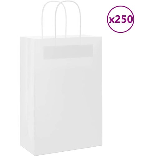 VidaXL Papirnate vrećice 250 kom s ručkama bijele 21x11x31 cm Slike