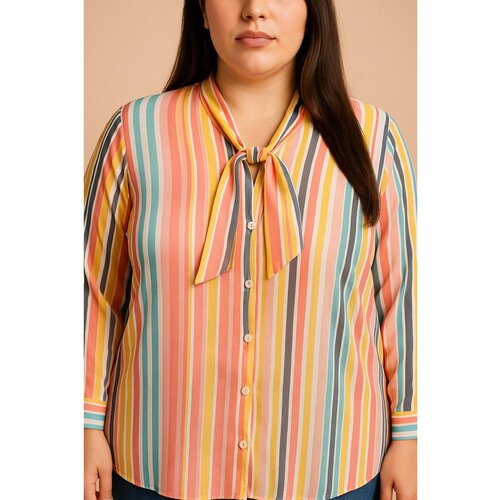 Fenzy Plus Size Bluza S Prugastim Printom, Vi&amp;scaron;ebojna Slike