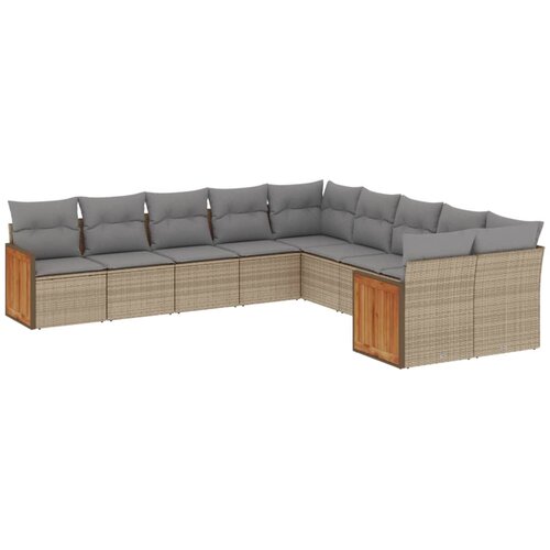 vidaXL 10-dijelni set vrtnih sofa s jastucima bež od poliratana Cijene