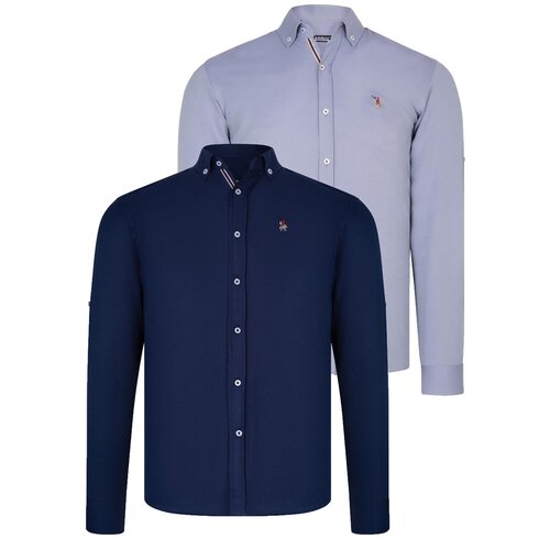 Dewberry DUAL SET G674 MENS SHIRT-NAVY BLUE - GREY Slike