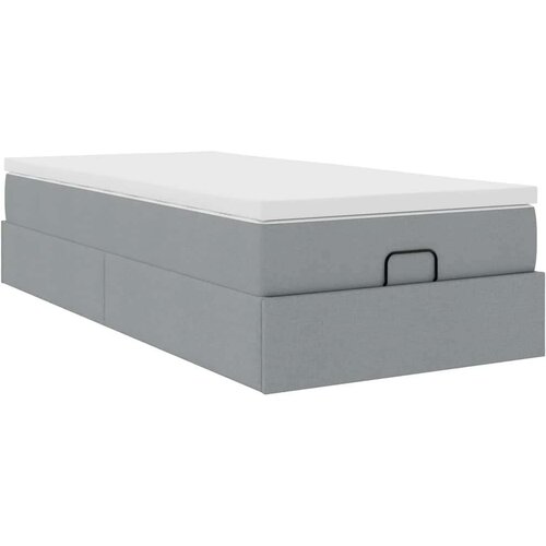 VidaXL Otomanski okvir kreveta s madraca svijetlosivi 90x190cm tkanine Slike