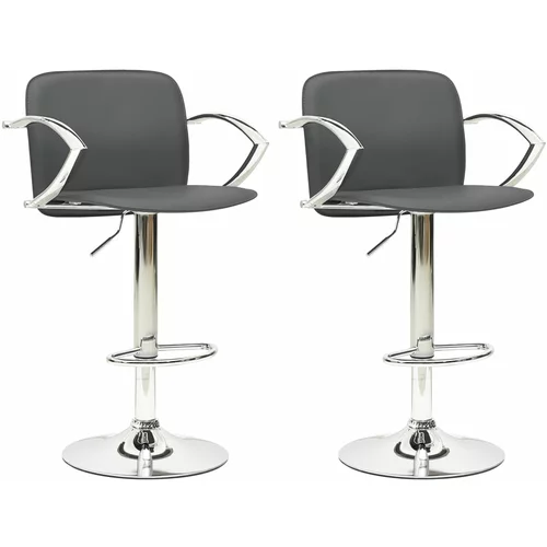  Barski stolci od umjetne kože 2 kom sivi