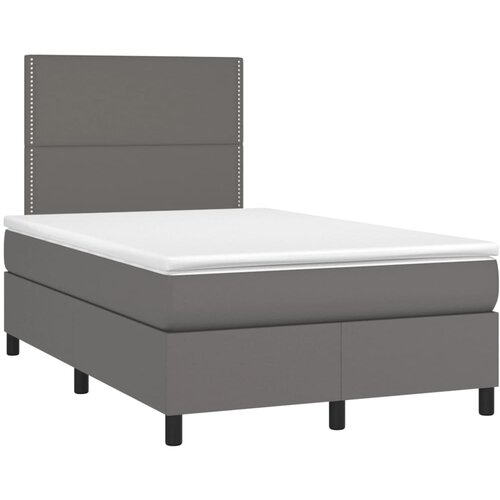  Krevet s oprugama i madracem sivi 120x200 cm od umjetne kože Slike