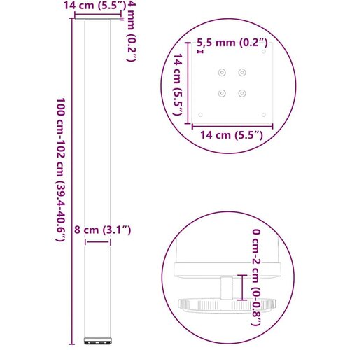 VidaXL noge stolića za kavu 4 kom crne 100-102 cm čelik Slike