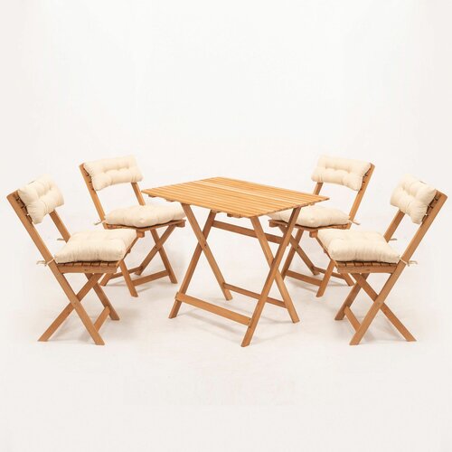 MY004A prirodni krem baštenski sto i stolice set (5 delova) Slike