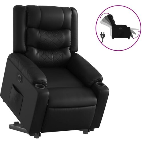 Maison Chic Električni naslanjač - Relax naslanjač s funkcijo vstajanja črno umetno usnje, (22061202) Cene
