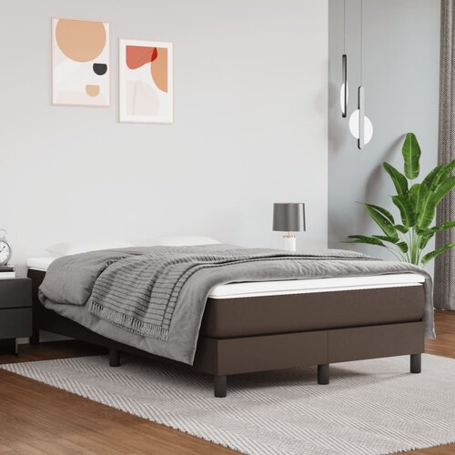 VidaXL Vzmetnica z žepkasto vzmetjo rjava 120x200x20 cm umetno usnje Slike