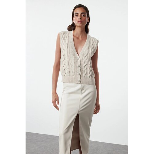 TRENDYOLMILLA ženski duks Twoaw25Ye00040, Stone-Beige Cene