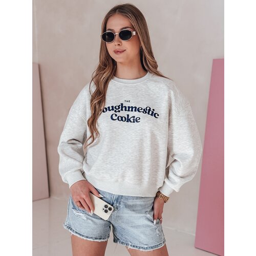 DStreet Bluza damska oversize z nadrukiem COOKIES jasnoszara Cene