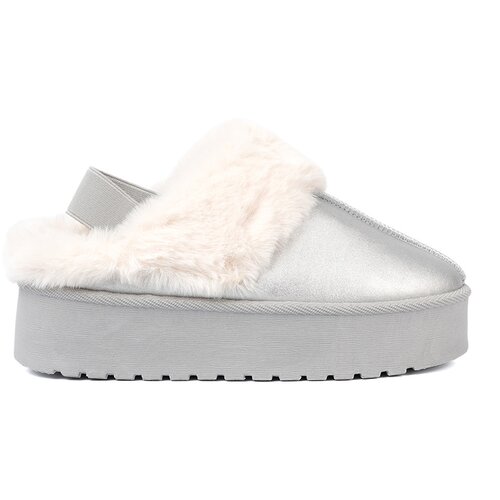 Shelvt Silver snow boots with fur and platform Cene