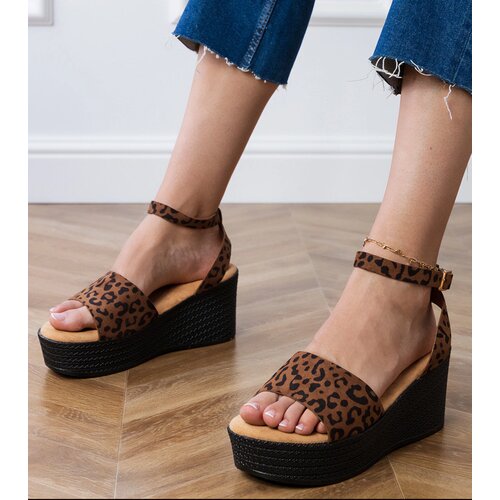 Gemre Ganra eco-suede platform sandals with leopard print Cene