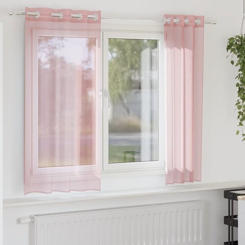 VidaXL Voile zavese z vponkami 2 kosa roza 140x140 cm Slike