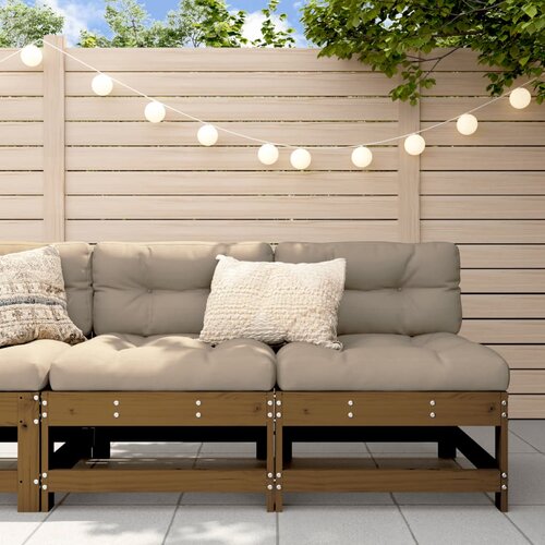 The Living Store Sredinski kavč z blazinami 2 kosa medeno rjav trdna borovina - Sredinski Kavč, (21494568) Cene