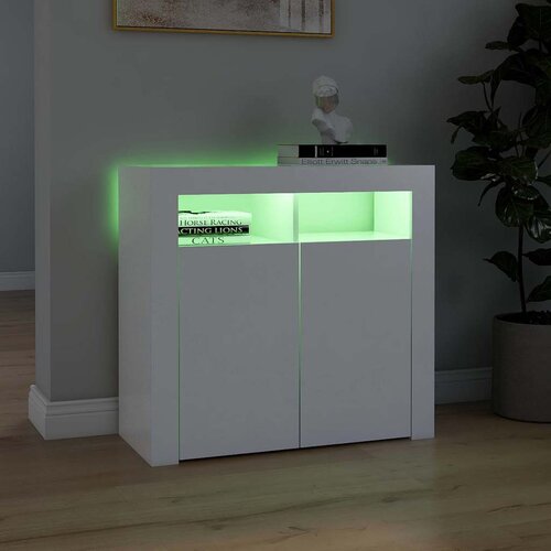  Komoda s LED svjetlima bijela 80 x 35 x 75 cm Slike
