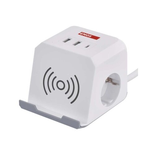  Podaljšek - kocka 2 m / 2 vtičnice / beli / 2×USB-A+1×USB-C+Qi / 1,5 mm2 Cene